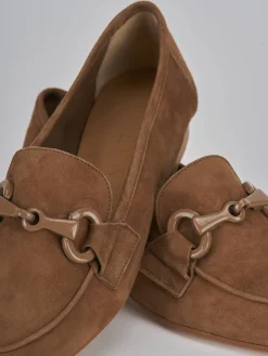 Mocassini tacco 1cm camoscio marrone