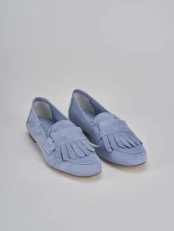 Mocassini tacco 1cm camoscio jeans