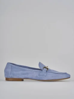 Mocassini tacco 1cm camoscio jeans