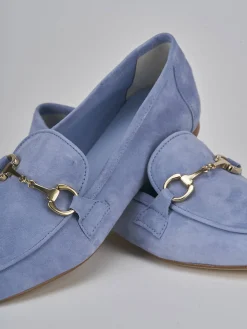 Mocassini tacco 1cm camoscio jeans