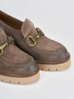 Mocassini tacco 6cm camoscio beige