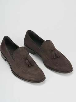 Mocassini tacco 2cm camoscio testa