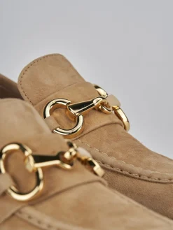 Mocassini tacco 3cm camoscio marrone