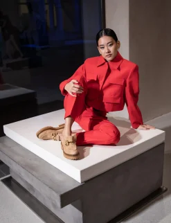 Mocassini tacco 3cm camoscio marrone