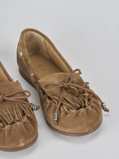 Mocassini tacco 1cm camoscio marrone