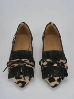 Mocassini tacco 1cm camoscio multicolor