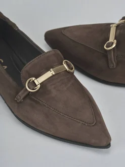 Mocassini tacco 2cm camoscio testa