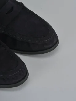 Mocassini tacco 2cm camoscio blu