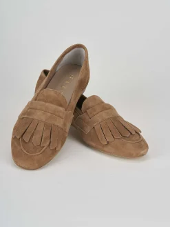 Mocassini tacco 1cm camoscio marrone