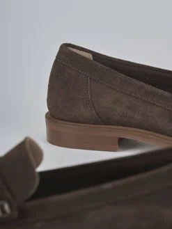 Mocassini tacco 1cm camoscio testa