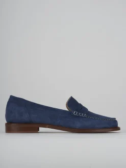 Mocassini tacco 2cm camoscio jeans