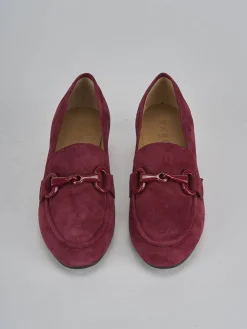 Mocassini tacco 5cm camoscio bordo'