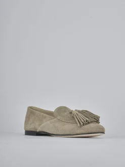 Mocassini tacco 1cm camoscio beige