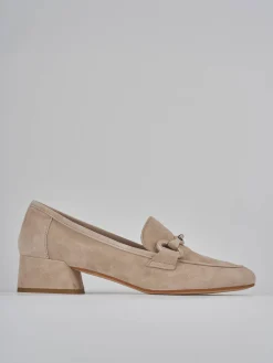 Mocassini tacco 3cm camoscio rosa