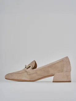 Mocassini tacco 3cm camoscio rosa