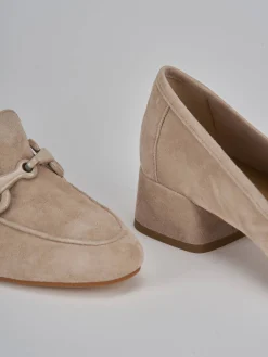 Mocassini tacco 3cm camoscio rosa