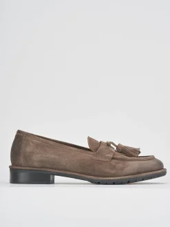 Mocassini tacco 2cm camoscio beige