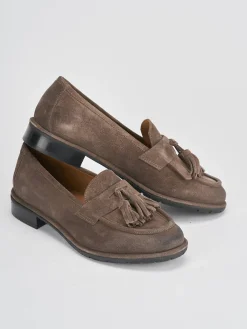 Mocassini tacco 2cm camoscio beige