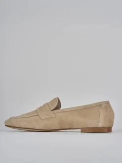 Mocassini tacco 1cm camoscio marrone