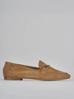 Mocassini tacco 1cm camoscio marrone