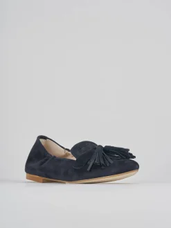 Mocassini tacco 1cm camoscio blu