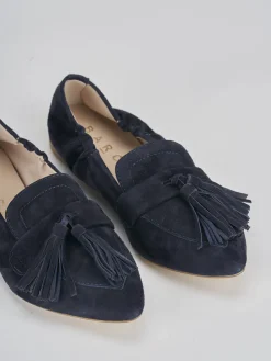 Mocassini tacco 1cm camoscio blu