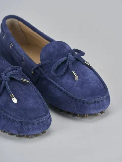 Mocassini tacco 1cm camoscio blu