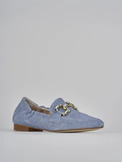 Mocassini tacco 1cm camoscio jeans