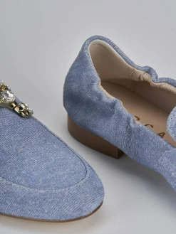 Mocassini tacco 1cm camoscio jeans