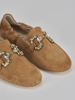 Mocassini tacco 1cm camoscio marrone