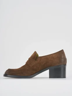 Mocassini tacco 4cm camoscio testa