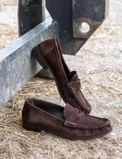 Mocassini tacco 2cm camoscio testa