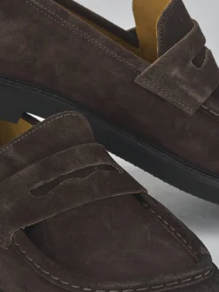 Mocassini tacco 3cm camoscio testa