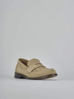 Mocassini tacco 1cm camoscio beige