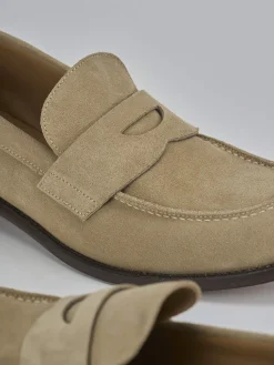 Mocassini tacco 1cm camoscio beige