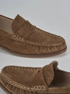 Mocassini tacco 1cm camoscio marrone