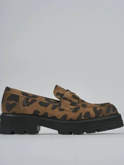 Mocassini tacco 2cm camoscio multicolor