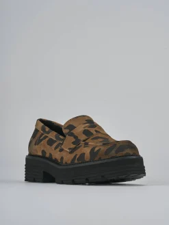 Mocassini tacco 2cm camoscio multicolor