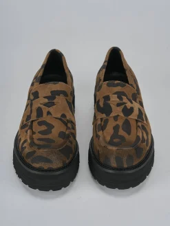 Mocassini tacco 2cm camoscio multicolor