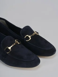 Mocassini tacco 1cm camoscio blu