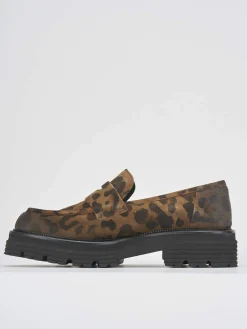 Mocassini tacco 2cm camoscio multicolor