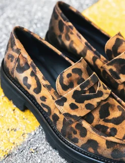 Mocassini tacco 2cm camoscio multicolor