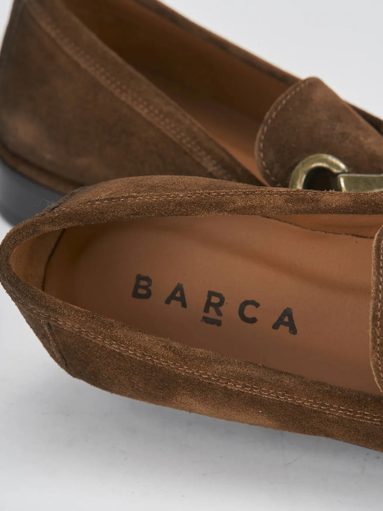 Mocassini tacco 1cm camoscio marrone