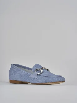 Mocassini tacco 1cm camoscio jeans