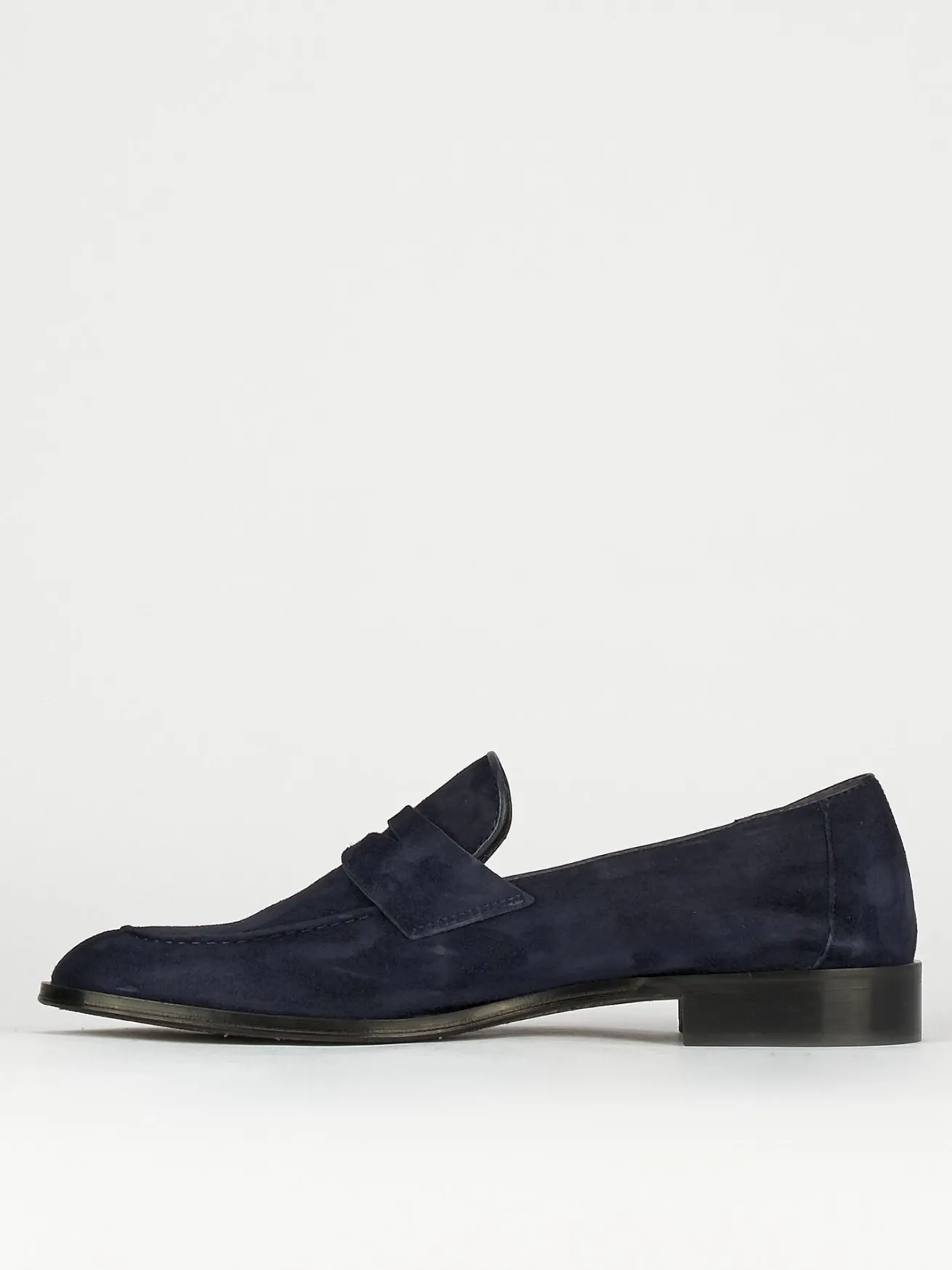 Mocassini tacco 1cm camoscio blu