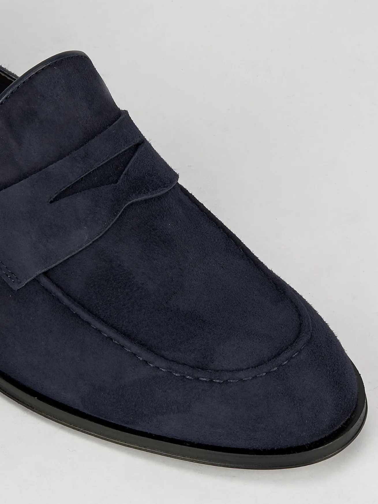 Mocassini tacco 1cm camoscio blu