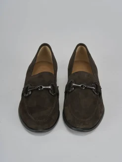 Mocassini tacco 1cm camoscio testa