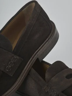 Mocassini tacco 1cm camoscio testa