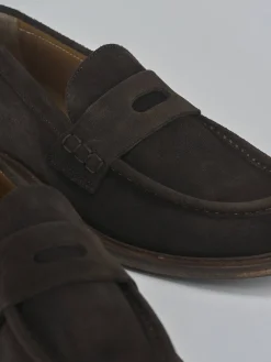 Mocassini tacco 1cm camoscio testa