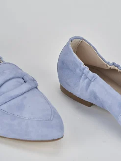 Mocassini tacco 1cm camoscio jeans